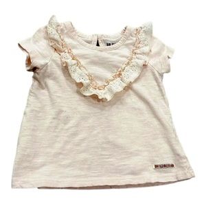 Hudson Jeans Toddler Girls Ruffle T-Shirt, Pink, Size 24 Months